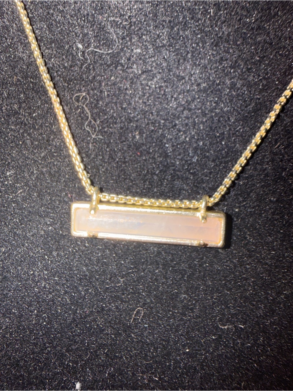 Kendra Scott Gold Bar Necklace with Iridescent Opal Pink Inlay